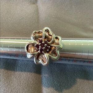 Silver and Gold Floral Ring with Dimensional Petals
